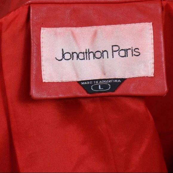 Vintage 90s Jonathon Paris Red Leather Motorcycle Jacket - Picture 6 of 8